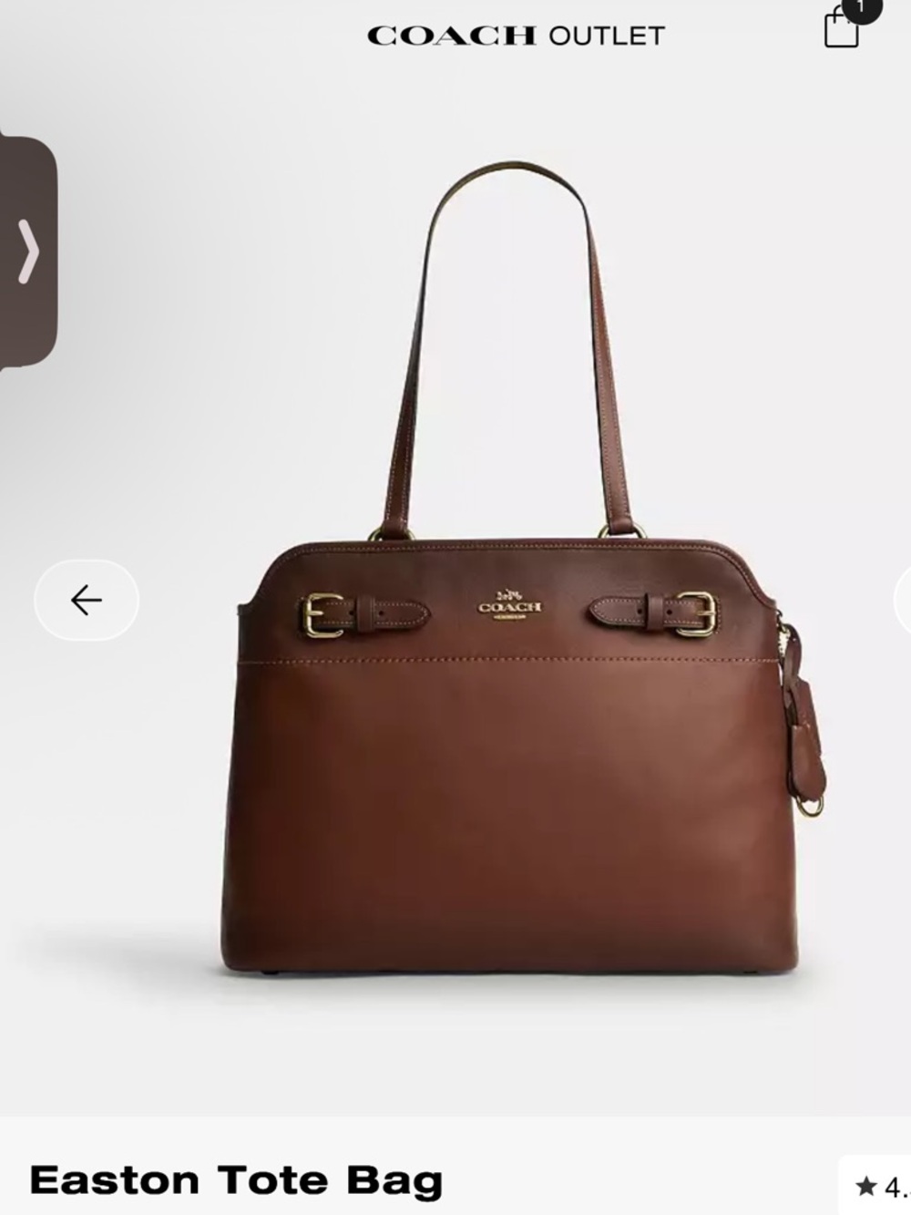 Coach Easton Leather Tote with Gold Logo